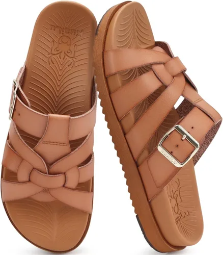 Miniatura 14 de KuaiLu Sandalias de gladiador para mujer con cómodo soporte de arco para verano, playa, vacaciones, caminar, viajes, pescador, toboganes, trajes