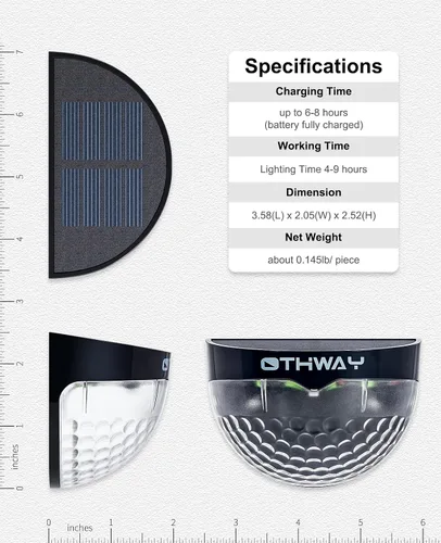 Miniatura 2 de Luces solares para cercas OTHWAY. Soporte de pared. Iluminación decorativa de cubierta, GY-L6-4Black, 0.26watts, 2.00 volts