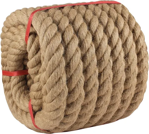 Miniatura 11 de Cuerda de Manila de 1 pulgada x 50 pies, cuerda de cáñamo natural gruesa grande decorativa cuerda náutica de cáñamo, cuerdas de manila trenzadas