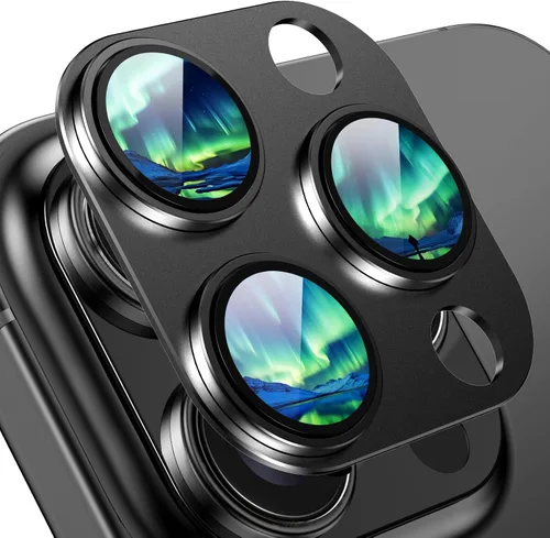 Miniatura 14 de HelloDeere Protector de lente de cámara de vidrio templado de alta alúmina 9H para lente de iPhone 17 Pro, grado militar, inastillable con fuerte