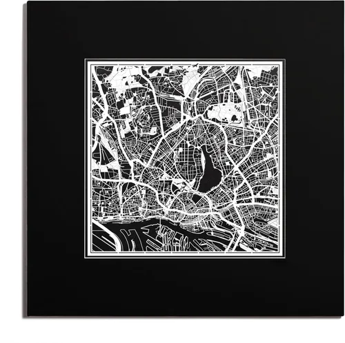 Miniatura 25 de O3 Design Studio Mapa de corte de papel Madrid negro mate de 20 x 20 pulgadas