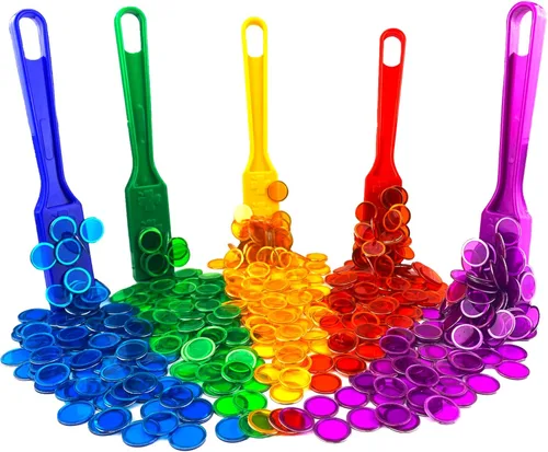 Juego de varitas magnéticas y fichas de bingo, varita magnética, discos de metal multicolor, kit de ciencia escolar, accesorios de aprendizaje,