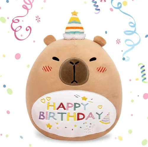 Capybara - Almohada de peluche de cumpleaños de 14 pulgadas, bonita almohada de feliz cumpleaños Capybara, regalos para niños y niñas (almohada de
