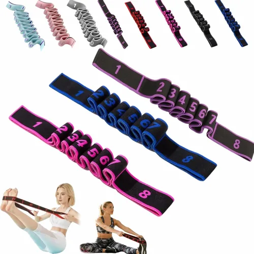 Miniatura 21 de Banda de resistencia de fitness para estiramiento y yoga, bandas de resistencia con asas para brazos, ejercicio de tirador de moda, bandas