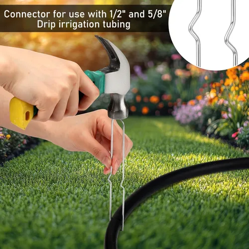 Miniatura 4 de Yaocom 100 estacas de riego por goteo de 6 pulgadas, estacas de manguera de jardín curvadas de metal en forma de U, piezas de tubería de riego
