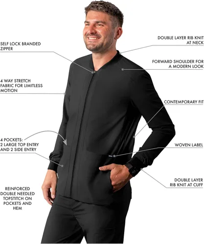 Miniatura 3 de Adar Addition Scrubs para hombre - Chaqueta médica con cremallera