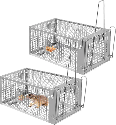 Miniatura 11 de Trampas humanas para ratas, captura y liberación en vivo para interiores y exteriores, jaula de roedores para ardillas, ratones, ratas pequeñas