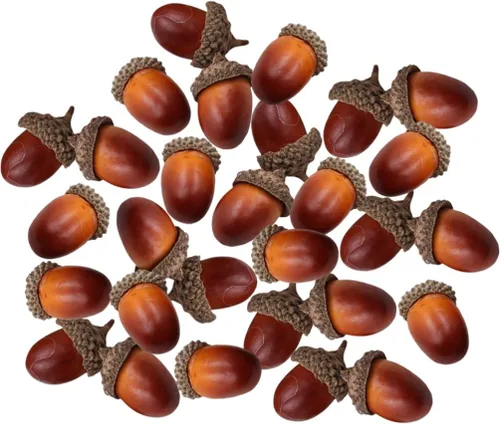 EXCEART Decoraciones para Salas De Casa - 30 bellotas artificiales a granel, pequeñas falsas de simulación realista con tapa natural para
