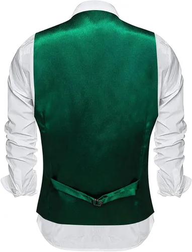 Miniatura 6 de Barry.Wang Chaleco formal para hombre, cuello en V, ajustado, casual, colores sólidos, chaleco para fiesta de boda