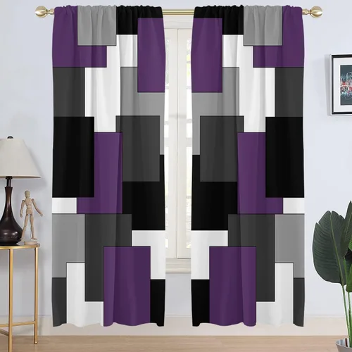 Miniatura 36 de AAtter Cortina de Ventana Verde Azulado y Negro Turquesa Aguamarina Gris Blanco Abstracto Moderno Oscuro Masculino Sala de Estar Dormitorio Cortinas