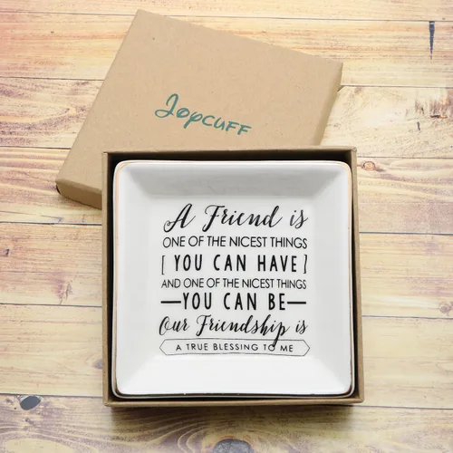 Miniatura 3 de JoycuFF Regalos de amistad para mujeres, amigas, bandeja de cerámica de cumpleaños, bandeja de cerámica única para baratijas, joyería para ella