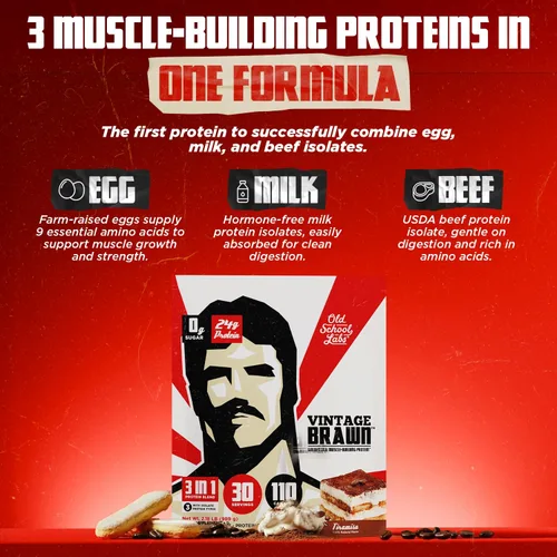 Miniatura 3 de Old School Labs Aislamiento de proteína en polvo procedente de huevo, leche y carne de res, hecho para hombres y mujeres para desarrollar músculos