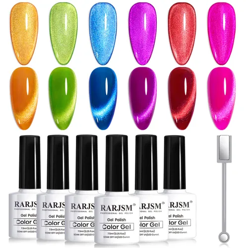 Miniatura 14 de RARJSM Juego de Esmaltes de Gel Nude Colección Jelly Pink de 6 Colores Naturales Transparentes Rosa Translúcido Lechoso Malva Morado Marrón Claro