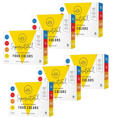 Supernatural Colores alimentarios 100% a base de plantas, 3 veces más vibrantes, sin colores artificiales, vegano, kosher, sin gluten, 0.28 onzas,