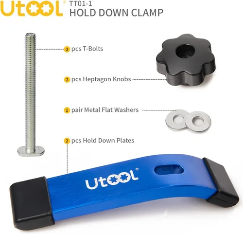 Miniatura 2 de UTOOL Paquete de 2 Abrazaderas de Sujeción para Riel en T Kit con Pernos en T de 3-1/2", 6-1/3" L x 1-1/5" de Ancho, Abrazaderas Anodizadas