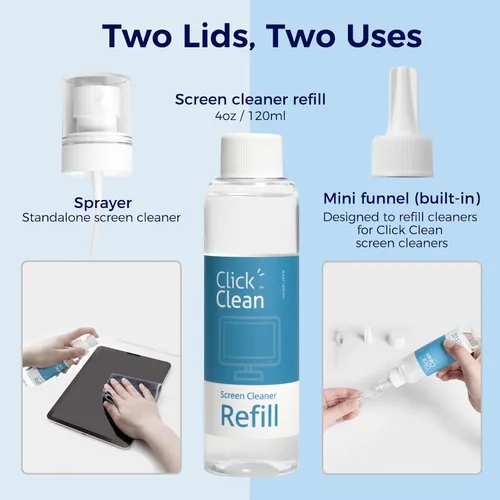 Miniatura 5 de Click Clean Kits de limpieza de pantalla – 4 limpiadores de pantalla todo en uno con repuesto de limpiador de 4 onzas, 1 paño de microfibra