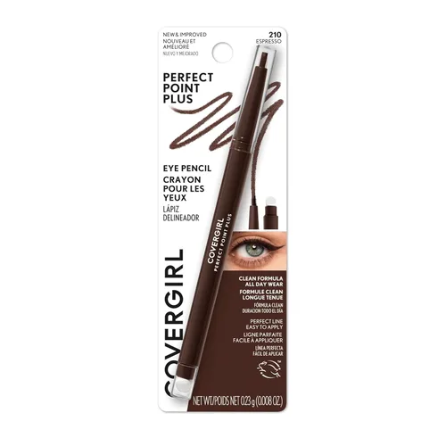 CoverGirl Delineador de ojos Perfect Point Plus, Espresso, marrón duradero y versátil, punta suave para difuminar, no necesita afilado, paquete de 1
