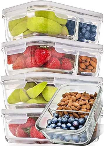 Miniatura 13 de PrepNaturals - Paquete de 4 recipientes de vidrio de 34 onzas para preparación de comidas, aptos para lavavajillas, microondas, congelador, horno