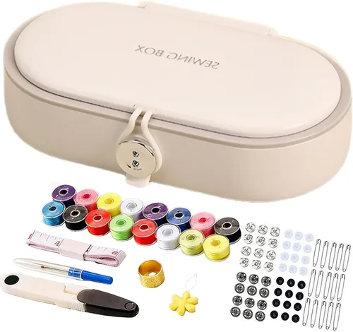 Miniatura 14 de FKOG Kit de proyecto de costura, 135 piezas de suministros de costura familiares de primera calidad, kit de reparación de hilo de coser, accesorios