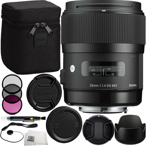 Sigma 1.378 in f/1.4 DG HSM Art Lens (para cámara Nikon DSLR) El paquete incluye accesorios del fabricante + kit de filtro de 3 PC + tapa de lente +