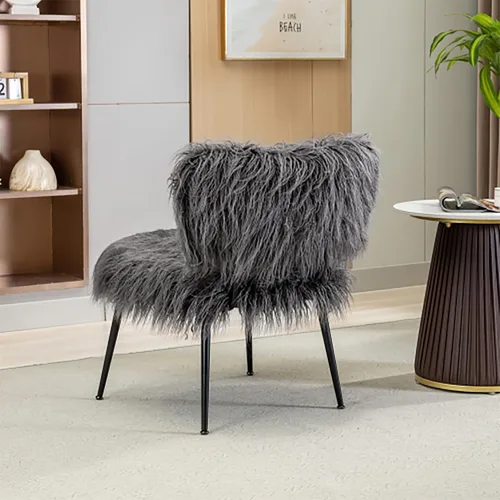 Miniatura 7 de Silla decorativa Saucer con butacas otomanas para Sala Modernas, silla de ocio para sala de estar, silla auxiliar con piel artificial larga