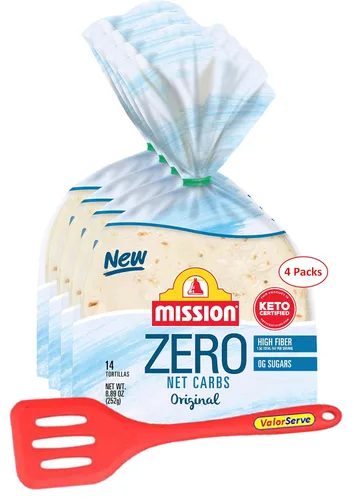 Mission Zero Net Carb Tortillas de harina originales – 0.00 oz de carbohidratos netos – Certificado Keto – 4.5 pulgadas – 14 unidades, 8.89 onzas –