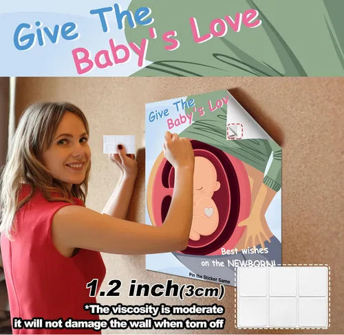 Miniatura 6 de Juegos de baby shower, recuerdos de fiesta, pin the heart en los juegos del bebé, decoraciones de baby shower, suministros de fiesta de cumpleaños