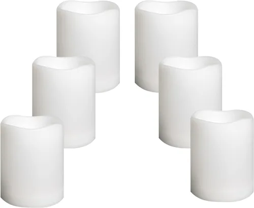 Miniatura 12 de 4 velas LED escalonadas sin flama, de pilas, impermeables, para exteriores, con temporizador, luz nocturna parpadeante de resina plástica