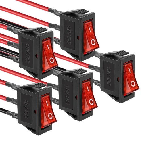 Miniatura 8 de KCD3 SPST de encendido/apagado de 3 pines, 2 posiciones, interruptor basculante instantáneo DC 12V-24V 30A con LED verde para barco - Paquete de 5