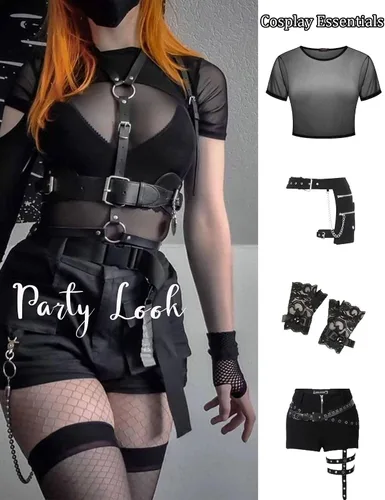 Miniatura 3 de Avidlove Camiseta corta de malla para mujer, de manga corta, ajustada, transparente, cuello redondo, ropa de club