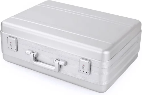 Miniatura 7 de Maletín grande de aluminio 18.1X13.8X6.1 Pulgadas con cerradura de combinación TSA, maletín de metal, caja de herramientas, caja de efectivo