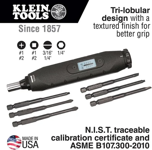 Miniatura 2 de Klein Tools 57032 Juego de destornilladores, fabricado en Estados Unidos, kit de destornilladores dinamométricos con Phillips, ranuradas, puntas