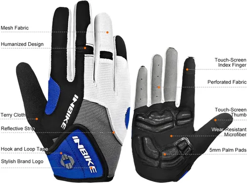 Miniatura 2 de INBIKE Guantes de ciclismo para hombre acolchados de gel de 0.197 in transpirables y resistentes al desgaste