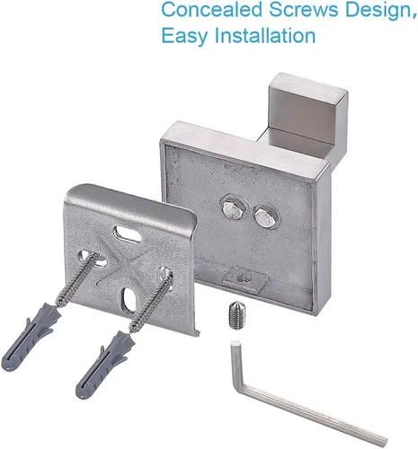 Miniatura 7 de TASTOS Ganchos para toallas de baño, níquel cepillado, paquete de 2 ganchos de acero inoxidable para bata y ropa, gancho de pared resistente