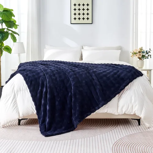 Miniatura 11 de Wajade Manta de forro polar suave para sofá, 90 x 106 pulgadas, manta decorativa de burbujas 3D, acogedora y esponjosa, manta ligera y cálida