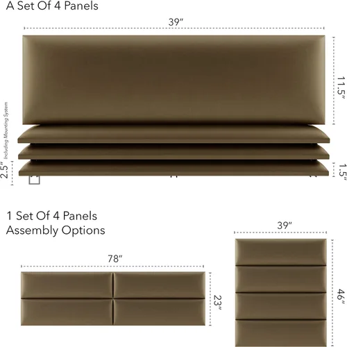 Miniatura 124 de Vant - Paneles tapizados para pared - Cabeceros montados en la pared tamaño King/Cal King - Cuero vintage blanco tórtola - Twin/King - Juego de 4
