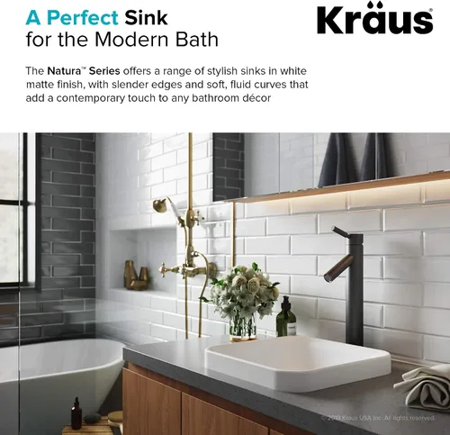 Miniatura 6 de Kraus KSR-9MW Natura - Lavabo para baño, color blanco mate