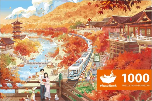 Miniatura 18 de MOMIBOOK Rompecabezas de 1000 piezas para adultos, rompecabezas de Arashiyama Sakura Tour, imagen de pintura, flor de cerezo, difícil, desafiante