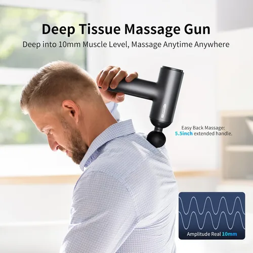 Miniatura 2 de arboleaf Pistola de masaje muscular de tejido profundo, 6 velocidades, potente pistola de masaje de percusión manual con estuche de viaje portátil