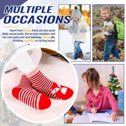 Miniatura 66 de Eocom 6 pares de calcetines de invierno cálidos de lana para niños y niñas