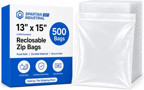 Miniatura 13 de Spartan Industrial - Bolsas de polietileno de plástico transparente con cierre de cremallera de 13 x 18 pulgadas (500 unidades) de 2 mil con cierre
