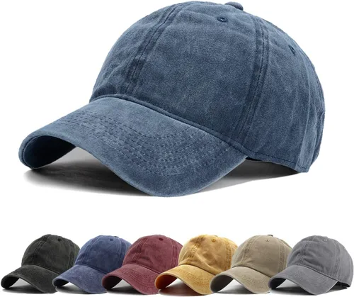 Miniatura 6 de HH HOFNEN Gorra de béisbol de algodón de sarga lavada y desgastada, vintage, ajustable, para hombre y mujer