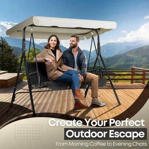 Miniatura 4 de Flexzion Toldo de repuesto para columpio al aire libre – 75 x 52 pulgadas / 6.2 ft x 4.3 ft de asiento de 2 asientos, tela impermeable a los rayos