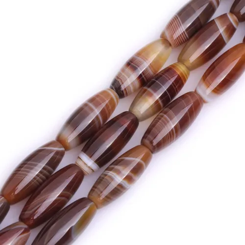 Miniatura 16 de GEM-Inside Stripe Botswana ágata cuentas sueltas naturales de 0.394 x 0.551 in Bronw Olivary Crystal Energy Stone Power para hacer joyas de 15
