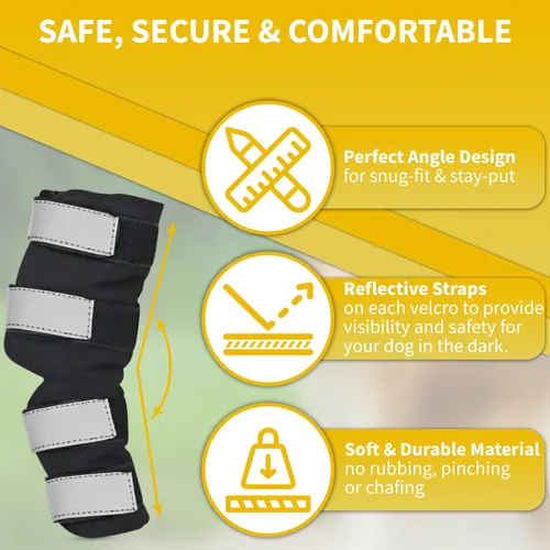 Miniatura 5 de AGON® Par de soporte de hockey para perros con cuerdas de metal y envolturas reflectantes, correas de compresión para la pierna trasera canina