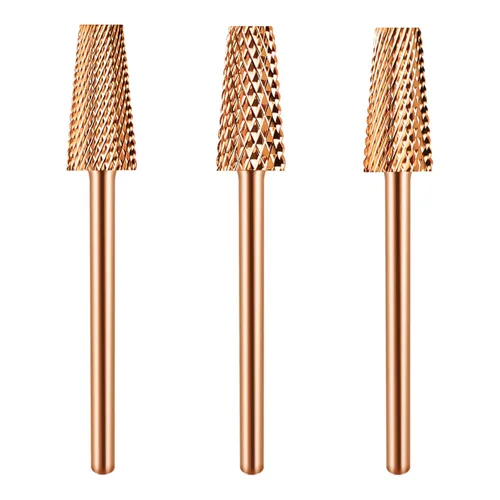 Miniatura 8 de 3 piezas de brocas de carburo 5 en 1 para uñas - Rotación bidireccional para zurdos y diestros - XF, F, M 3/32 pulgadas - Brocas para taladro