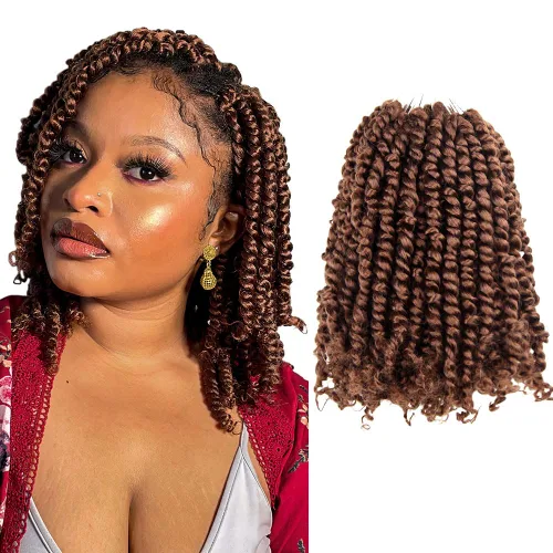 Miniatura 104 de BOHOBABE Cabello de Ganchillo Pre-retorcido Passion Twist de 14 Pulgadas Cabello Corto Ombré Gris Pre-enrollado de Ganchillo Passion Twist para Gris