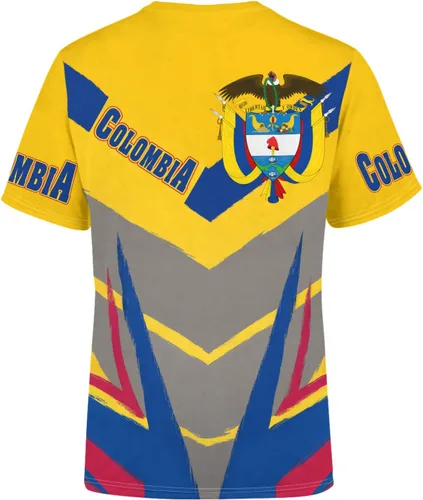 Miniatura 3 de BJU Camiseta de la bandera de Colombia con la insignia de la bandera, camiseta estampada en 3D, cuello redondo, manga corta, informal, unisex