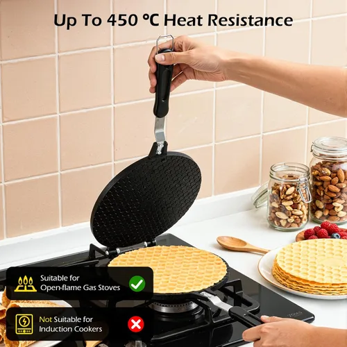 Miniatura 5 de Dyna-Living Máquina para hacer conos de gofres antiadherentes para helados de 8.66 pulgadas, máquina de aluminio para hacer rollos de huevos