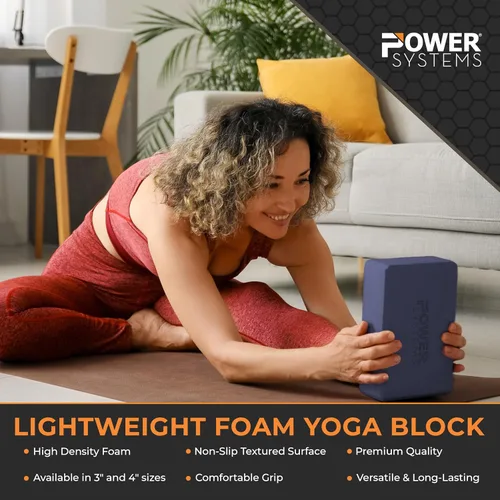 Miniatura 2 de Power Systems Bloque de yoga Espuma de grado comercial, ligero, duradero, soporte ergonómico para uso doméstico y estudio Yoga, pilates